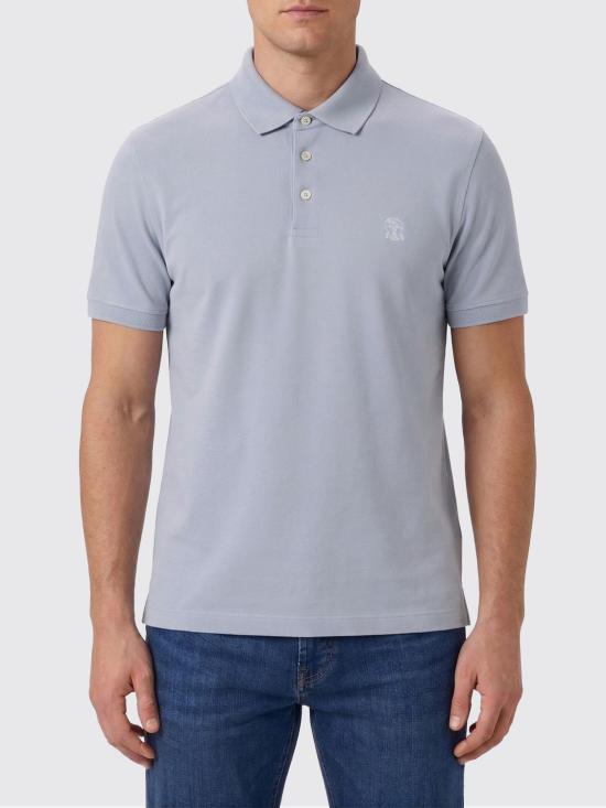 26SS 브루넬로 쿠치넬리 피케 폴로 셔츠 ME8548788 COG70 Gnawed Blue