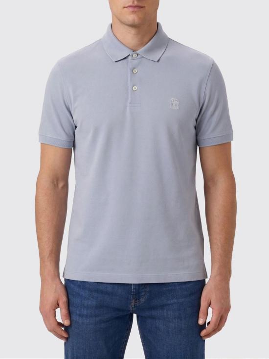26SS 브루넬로 쿠치넬리 피케 폴로 셔츠 ME8548788 COG70 Gnawed Blue
