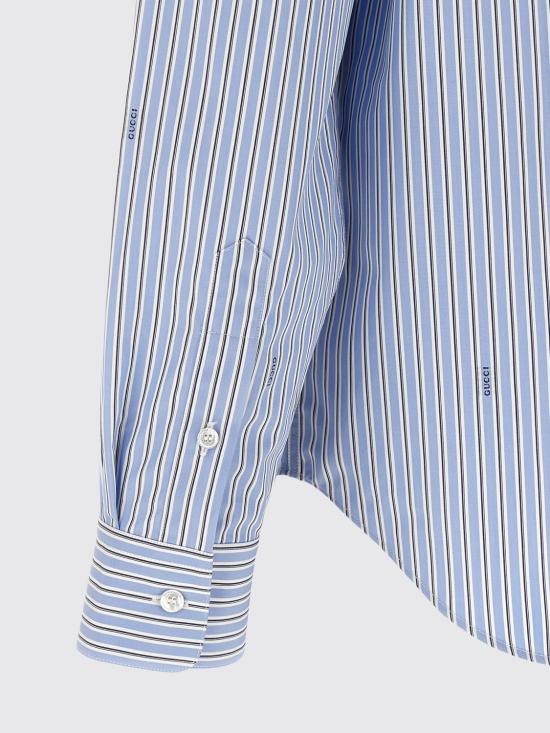 26SS 구찌 스트라이프 코튼 포플린 셔츠 852714ZAUBA 4061 Blue - GUCCI