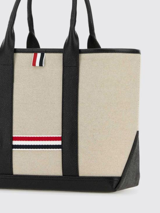 26SS 톰브라운 코튼 캔버스 레더 스몰 툴 토트백 MAG390AF0492 001 Black - THOM BROWNE