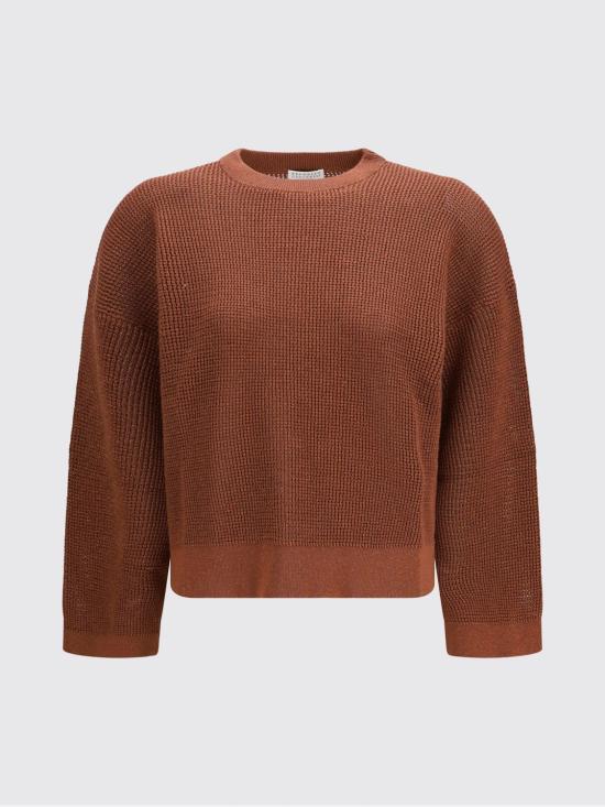 26SS 브루넬로 쿠치넬리 스파클링 텍스처 니트 MST263300 CAW84 Brick Red - BRUNELLO CUCINELLI