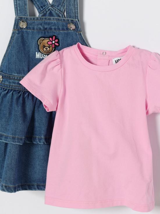 26SS [키즈] 모스키노 오버롤 MDG01QL0E34 40646 Blue - MOSCHINO