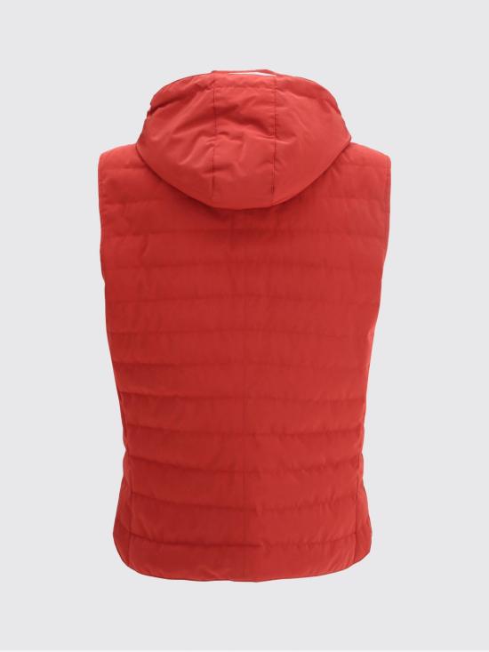 26SS 브루넬로 쿠치넬리 디테쳐블 후드 멤브레인 나일론 다운 베스트 MM4791696 CG249 Red - BRUNELLO CUCINELLI