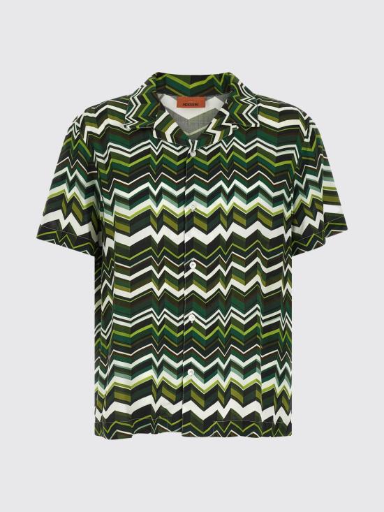 26SS 미소니 반팔 셔츠 BS26SJ01BW00ZV S6165 Green - MISSONI