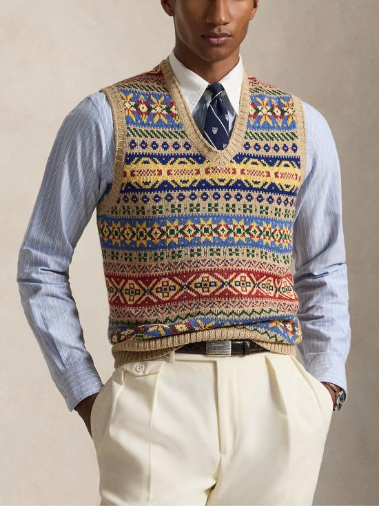 26SS 랄프 로렌 니트 베스트 710A12803 001 Beige - RALPH LAUREN