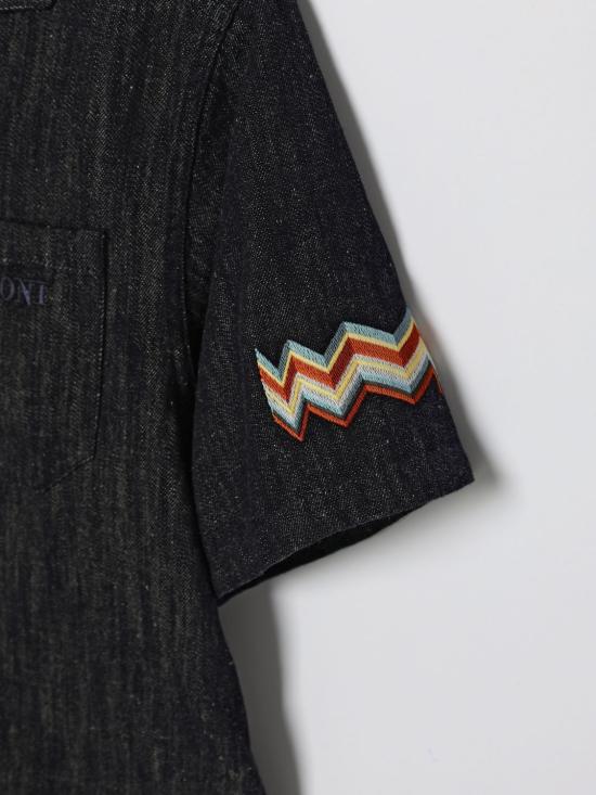 26SS [키즈] 미소니 셔츠 MY5P21D0136 621 Blue - MISSONI