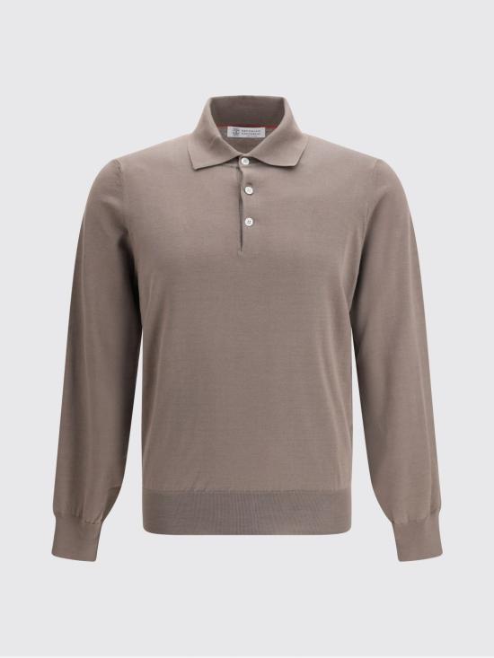 26SS 브루넬로 쿠치넬리 니트 폴로 셔츠 M29800135 CLL90 Hazel - BRUNELLO CUCINELLI