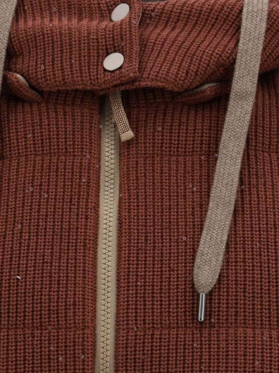 26SS 브루넬로 쿠치넬리 대즐링 코튼 잉글리시 립 니트 다운 베스트 M0DVT2142 CYW22 Burgundy - BRUNELLO CUCINELLI