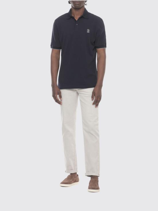 26SS 브루넬로 쿠치넬리 피케 폴로 셔츠 ME8548788 CK781 Blue 3 - BRUNELLO CUCINELLI