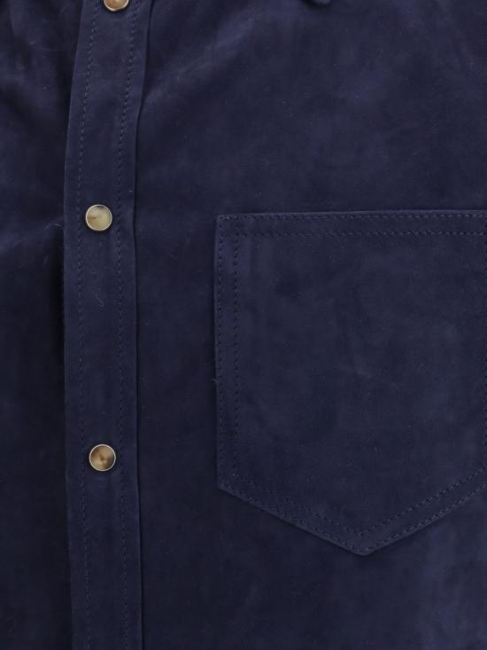 26SS 브루넬로 쿠치넬리 스웨이드 오버셔츠 MPCFN2039 C6757 Blue - BRUNELLO CUCINELLI