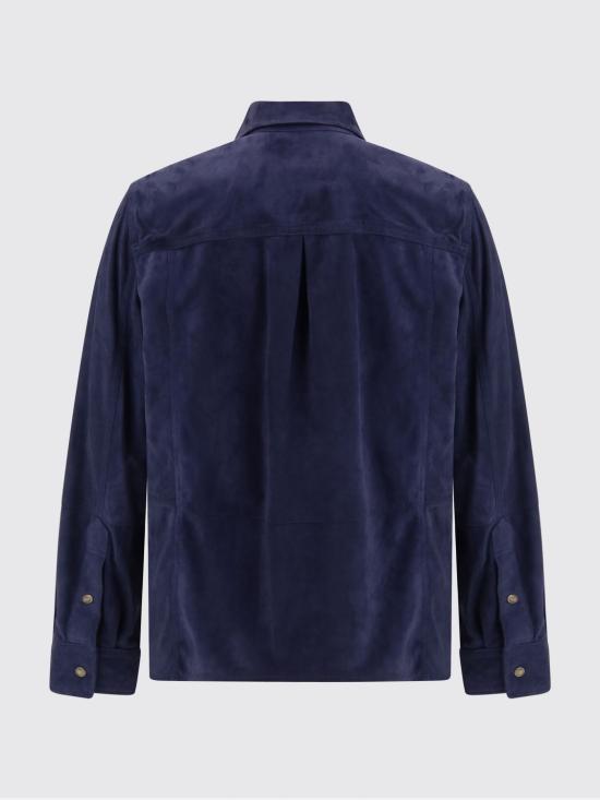 26SS 브루넬로 쿠치넬리 스웨이드 오버셔츠 MPCFN2039 C6757 Blue - BRUNELLO CUCINELLI