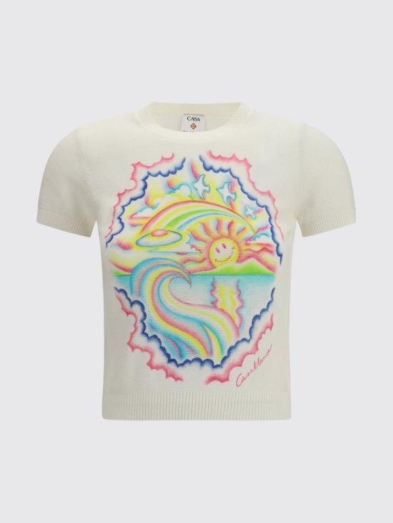 26SS 카사블랑카 반팔 티셔츠 WSP26KW1250 01 Ivory - CASABLANCA