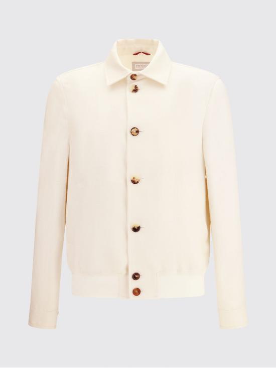 26SS 브루넬로 쿠치넬리 실크 리넨 울 믹스드 홉색 블루종 MZ4036581 C054 White - BRUNELLO CUCINELLI