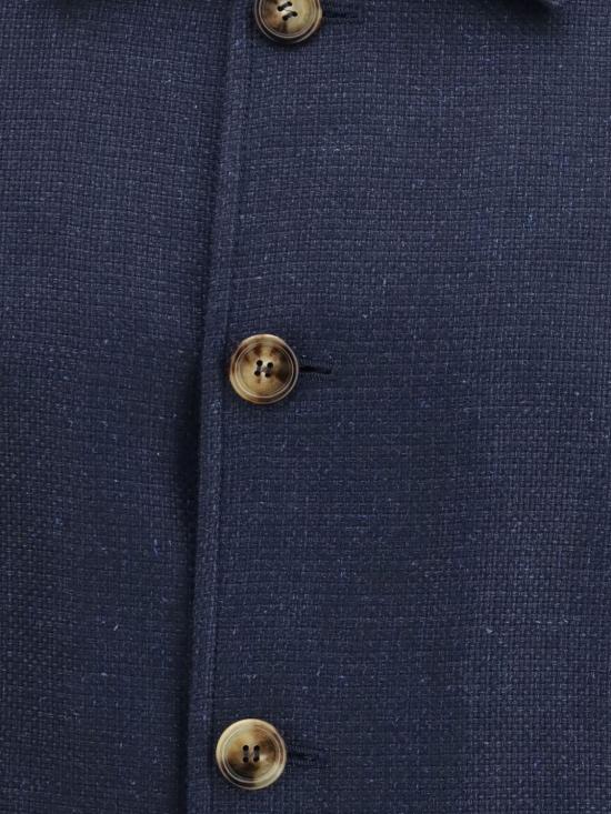 26SS 브루넬로 쿠치넬리 실크 리넨 울 믹스드 홉색 블루종 MZ4036581 C038 Navy - BRUNELLO CUCINELLI