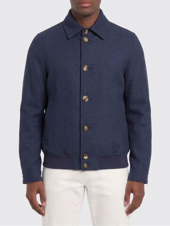 26SS 브루넬로 쿠치넬리 실크 리넨 울 믹스드 홉색 블루종 MZ4036581 C038 Navy