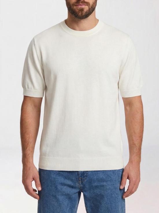 26SS 브루넬로 쿠치넬리 콘트라스트 디테일 코튼 니트 티셔츠 M29805200 CO312 Smoke Grey