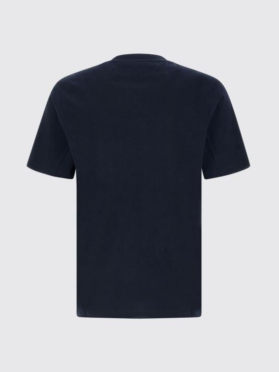 26SS 브루넬로 쿠치넬리 크루넥 프린트 코튼 저지 티셔츠 M0B138517 CLI32 Blue - BRUNELLO CUCINELLI