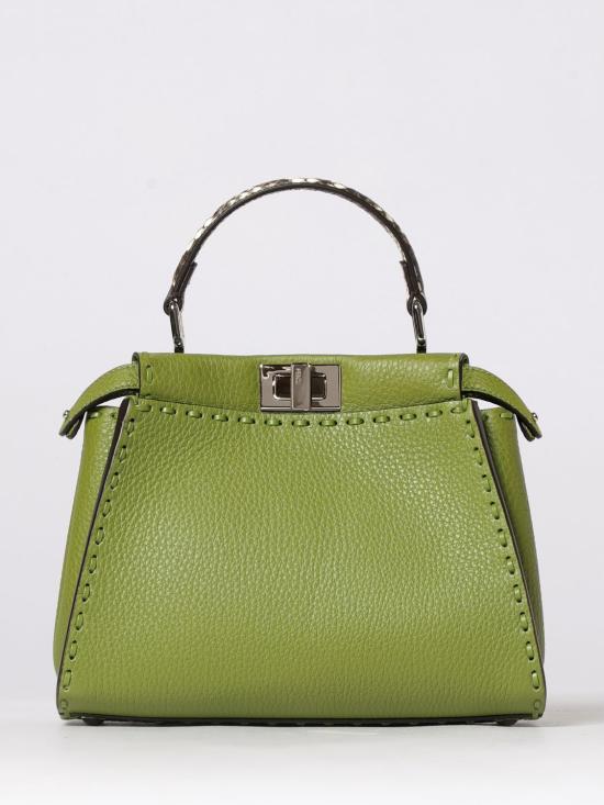 26SS 펜디 미니 피카부 220 핸드 스티칭 탑스티치 헤이즐넛 셀러리아 백 8BN244AYB3 F1WMT Green