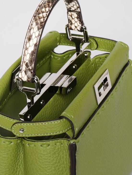 26SS 펜디 미니 피카부 220 핸드 스티칭 탑스티치 헤이즐넛 셀러리아 백 8BN244AYB3 F1WMT Green - FENDI