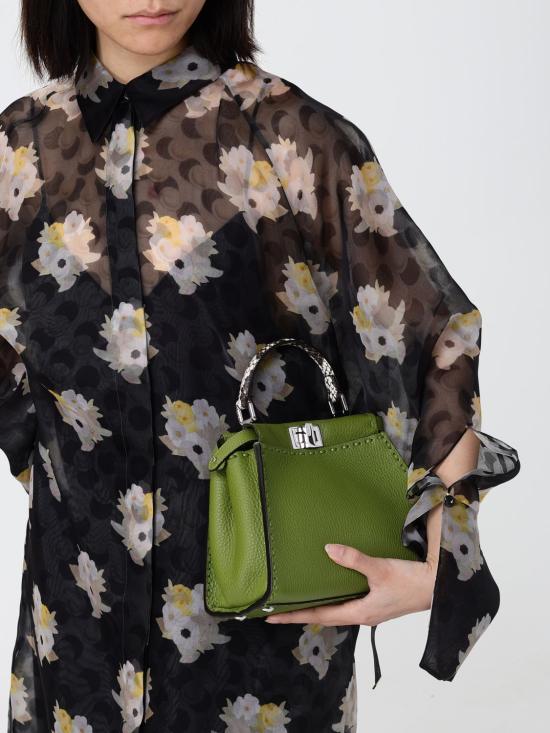 26SS 펜디 미니 피카부 220 핸드 스티칭 탑스티치 헤이즐넛 셀러리아 백 8BN244AYB3 F1WMT Green - FENDI