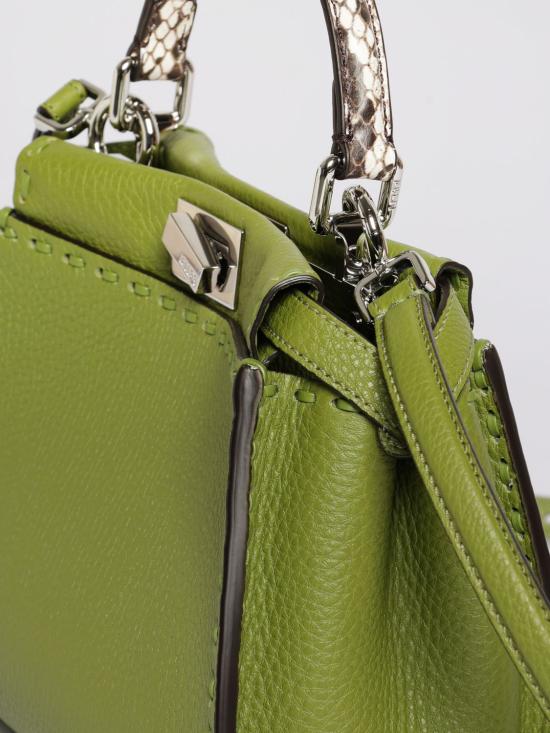 26SS 펜디 미니 피카부 220 핸드 스티칭 탑스티치 헤이즐넛 셀러리아 백 8BN244AYB3 F1WMT Green - FENDI