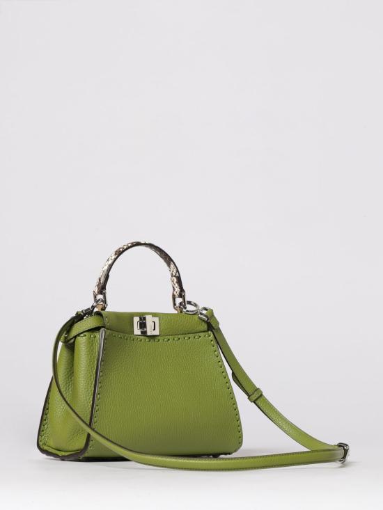 26SS 펜디 미니 피카부 220 핸드 스티칭 탑스티치 헤이즐넛 셀러리아 백 8BN244AYB3 F1WMT Green - FENDI