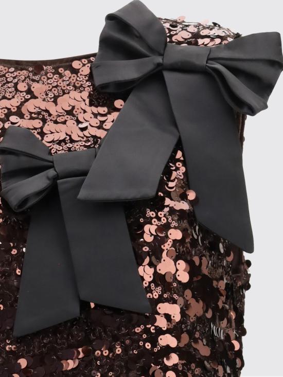 26SS 가니 시퀸 보우 숄더 미디 드레스 A1030202 ZWX Brown - GANNI