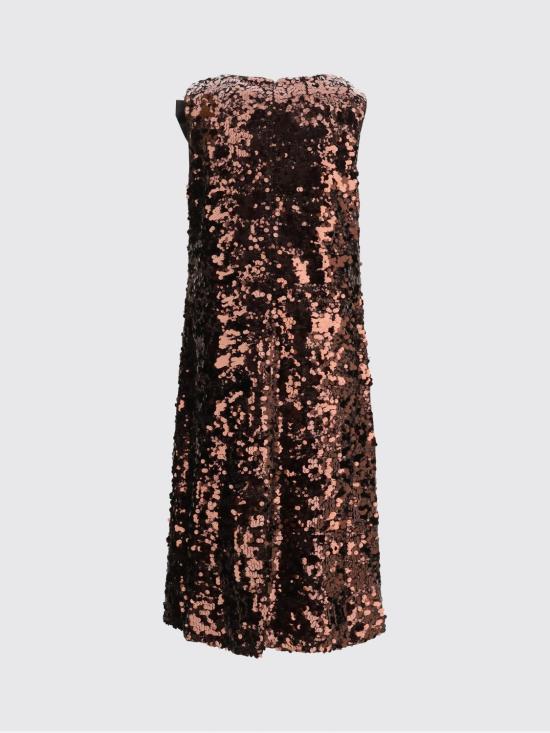 26SS 가니 시퀸 보우 숄더 미디 드레스 A1030202 ZWX Brown - GANNI