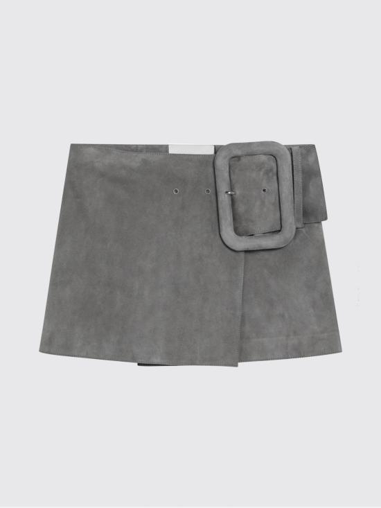 26SS 아미 고트 레더 빅 버클 벨티드 미니 스커트 FSK464LH0059 0516 Grey - AMI