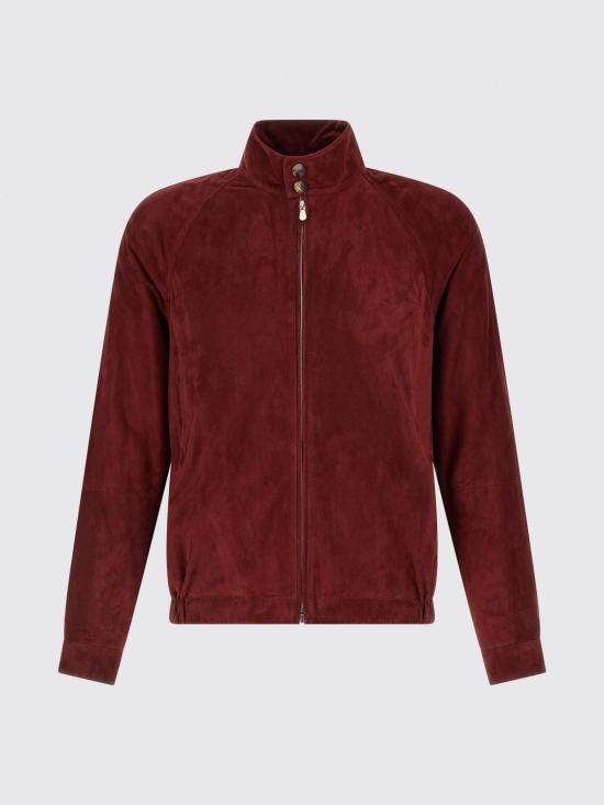 26SS 브루넬로 쿠치넬리 스탠드 칼라 스웨이드 블루종 MPCFN2065 C8524 Red - BRUNELLO CUCINELLI