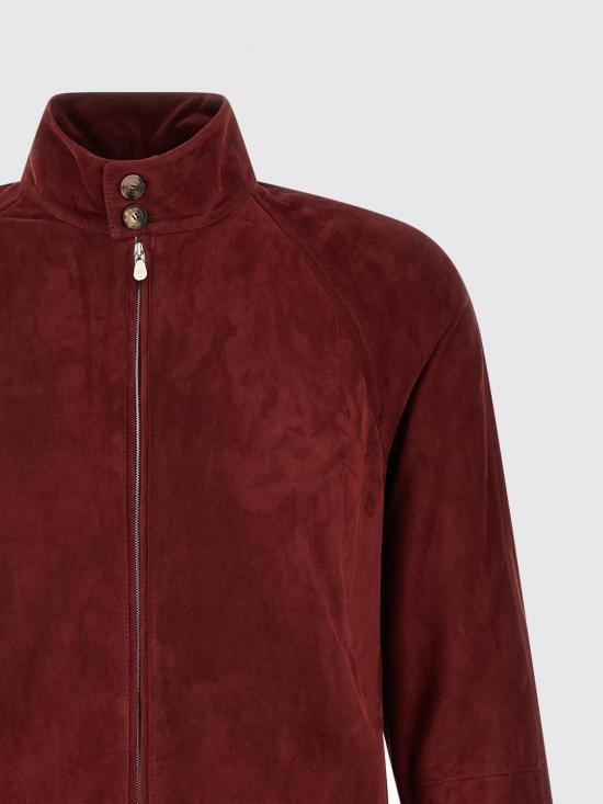 26SS 브루넬로 쿠치넬리 스탠드 칼라 스웨이드 블루종 MPCFN2065 C8524 Red - BRUNELLO CUCINELLI