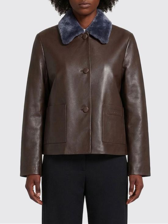 26SS 마르니 가죽 자켓 GIMX0314QUULA736 00M75 Cocoa