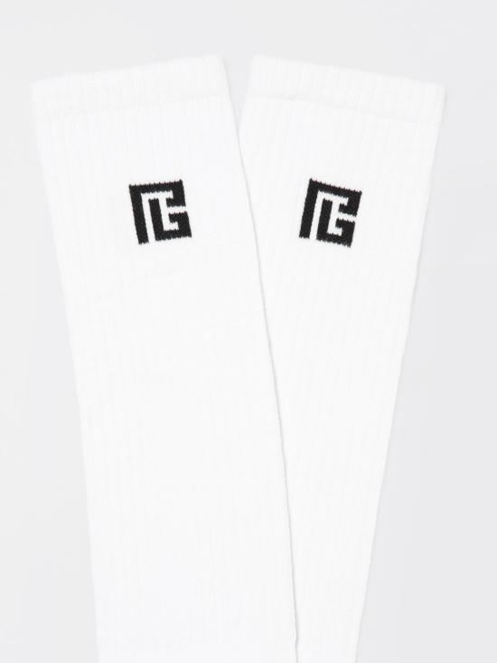 26SS [키즈] 발망 발목 양말 BY0P80Z0553 100NE White - BALMAIN