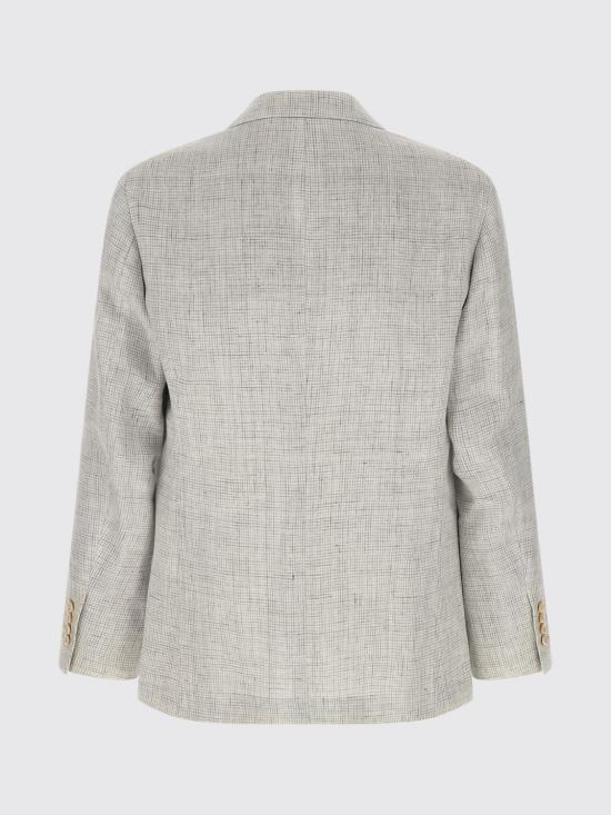 26SS 브루넬로 쿠치넬리 패치 포켓 하운드투스 디컨스트럭티드 리넨 블레이저 MZ4187BND C2839 White - BRUNELLO CUCINELLI