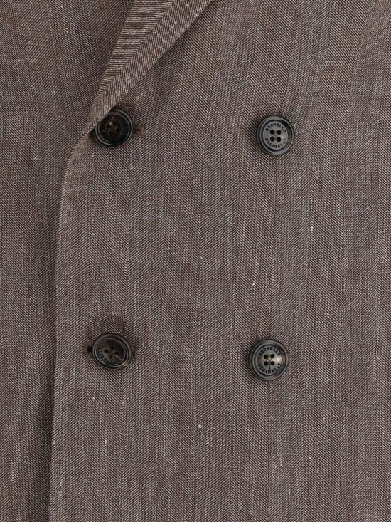 26SS 브루넬로 쿠치넬리 리넨 버진 울 블렌디드 셰브런 원 하프 브레스티드 디컨스트럭티드 블레이저 MZ4087BPD C009 Beige - BRUNELLO CUCINELLI