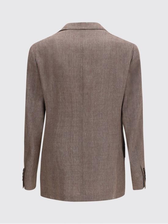 26SS 브루넬로 쿠치넬리 리넨 버진 울 블렌디드 셰브런 원 하프 브레스티드 디컨스트럭티드 블레이저 MZ4087BPD C009 Beige - BRUNELLO CUCINELLI