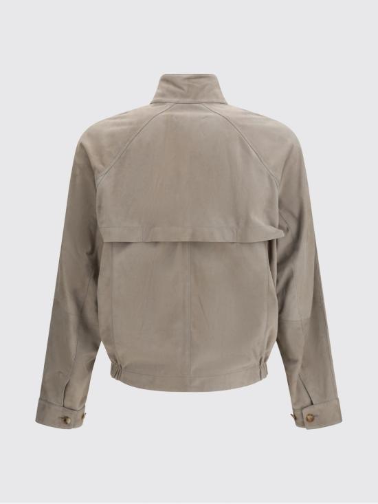 26SS 브루넬로 쿠치넬리 스탠드 칼라 스웨이드 블루종 MPCFN2065 C8087 Kaki - BRUNELLO CUCINELLI