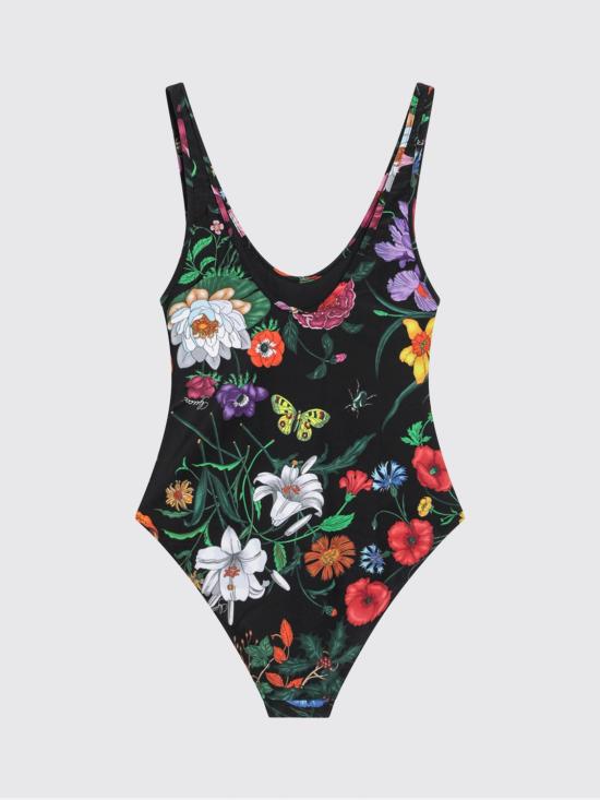 26SS 구찌 플로라 프린트 스파클링 저지 스윔수트 865289XHALP 1066 Black - GUCCI