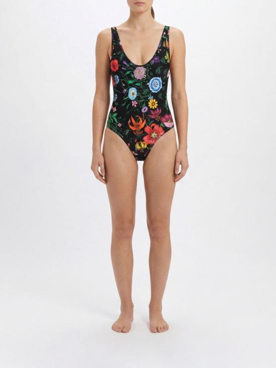 26SS 구찌 플로라 프린트 스파클링 저지 스윔수트 865289XHALP 1066 Black