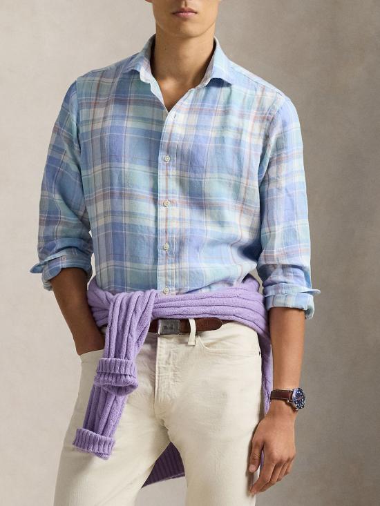 26SS 랄프 로렌 긴팔 셔츠 710B14315 001 Clear Blue - RALPH LAUREN