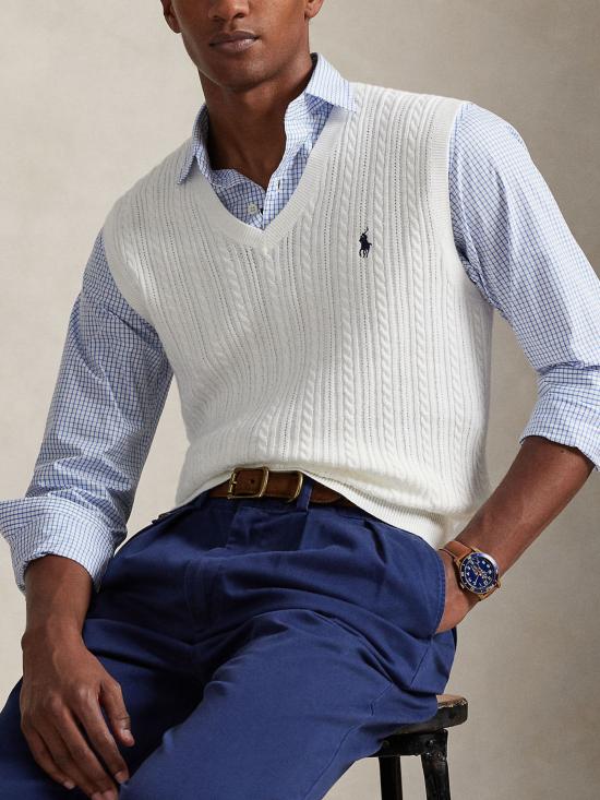 26SS 랄프 로렌 니트 베스트 710B13895 001 White - RALPH LAUREN