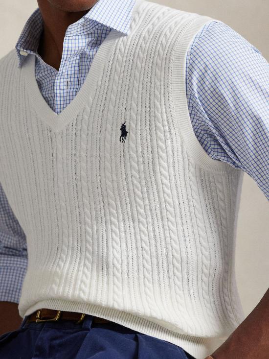 26SS 랄프 로렌 니트 베스트 710B13895 001 White - RALPH LAUREN
