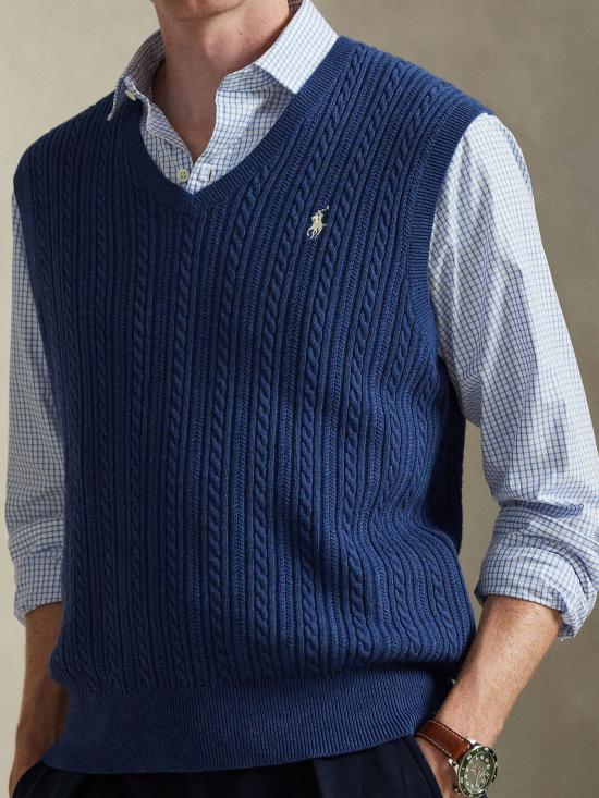 26SS 랄프 로렌 니트 베스트 710B13895 002 Blue - RALPH LAUREN