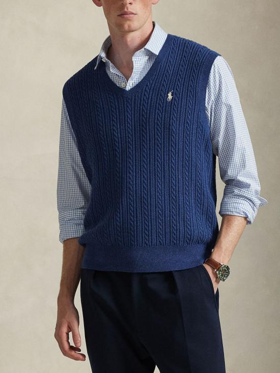 26SS 랄프 로렌 니트 베스트 710B13895 002 Blue - RALPH LAUREN