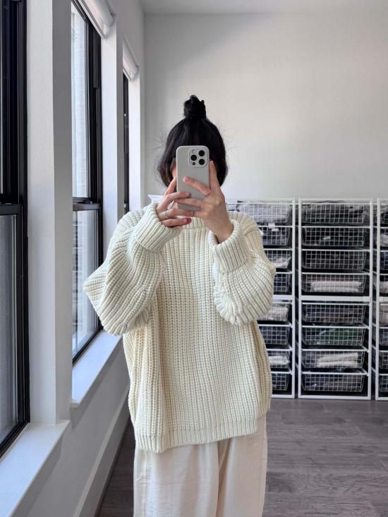  제임스 스트리트 코 스웨터 . 청키 로우 풀오버 - JAMES STREET CO.