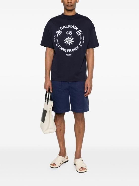 26SS 발망 반팔 티셔츠 GH0EG230BD56 SFQ Blue - BALMAIN