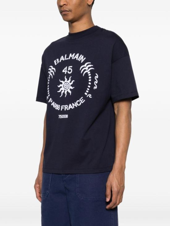 26SS 발망 반팔 티셔츠 GH0EG230BD56 SFQ Blue - BALMAIN