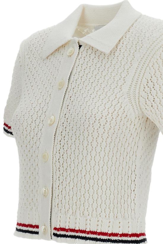 26SS 톰브라운 헥터 포인텔레 숏 슬리브 가디건 FKC694AY3062100 White - THOM BROWNE