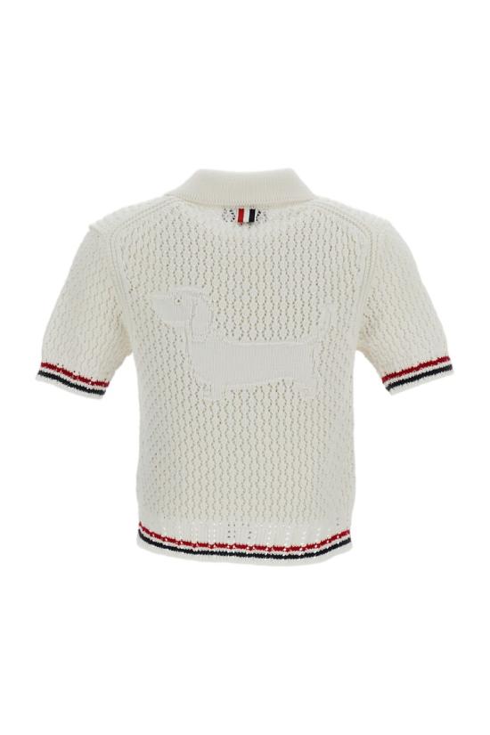 26SS 톰브라운 헥터 포인텔레 숏 슬리브 가디건 FKC694AY3062100 White - THOM BROWNE
