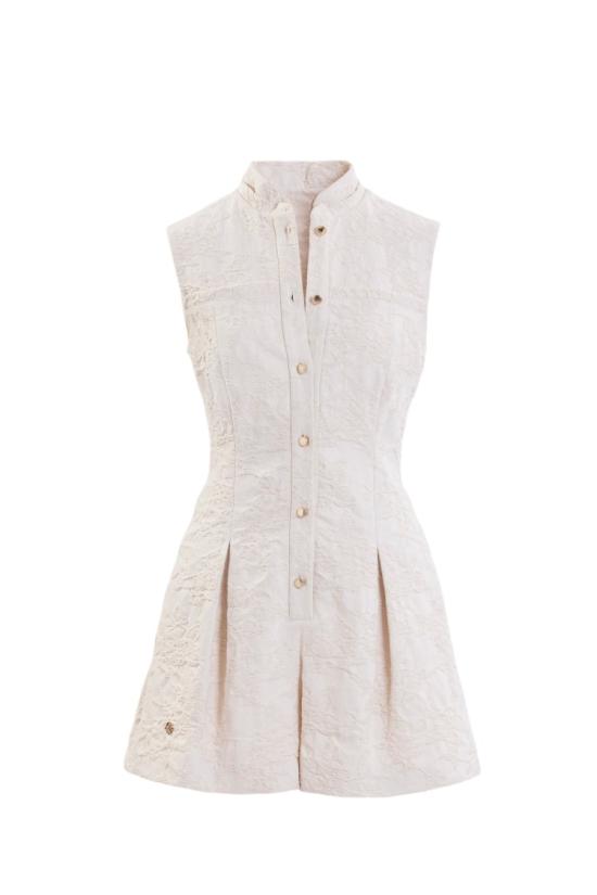  사이드 코베이시 점프수트 자카드 숏